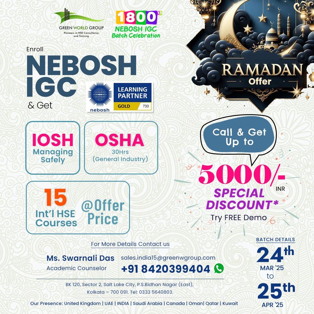 Enroll in NEBOSH IGC & Celebrate Our 1800th Batch!
