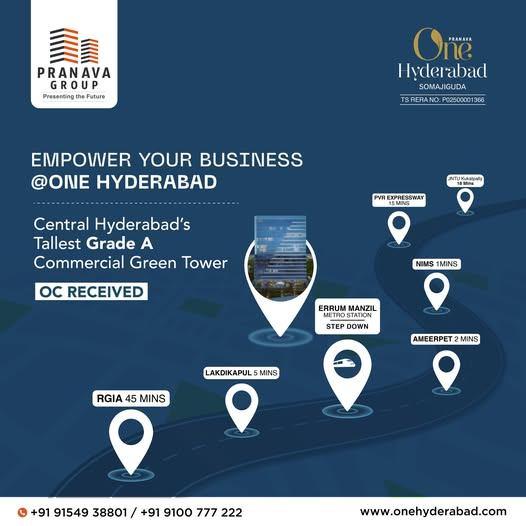 Premium Commercial Space on lease in Somajiguda | One Hyderabad by Pranava