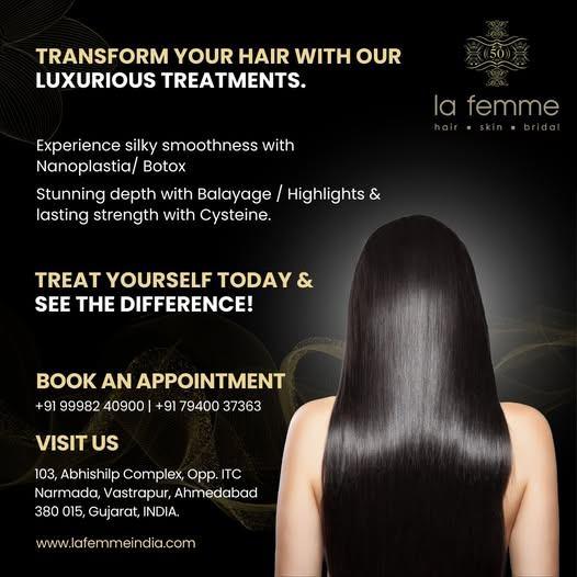 la femme hair skin bridal, Hair Treatment, Nanoplastia , Ahmedabad
