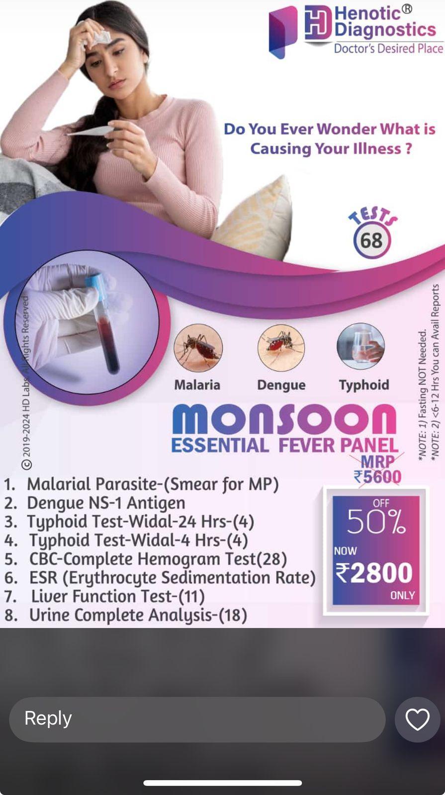 Monsoon Fever Panel at Henotic Diagnostics