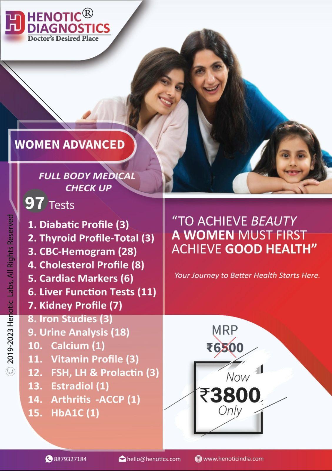Women Advanded Full Body tests at Henotic Diagnostics