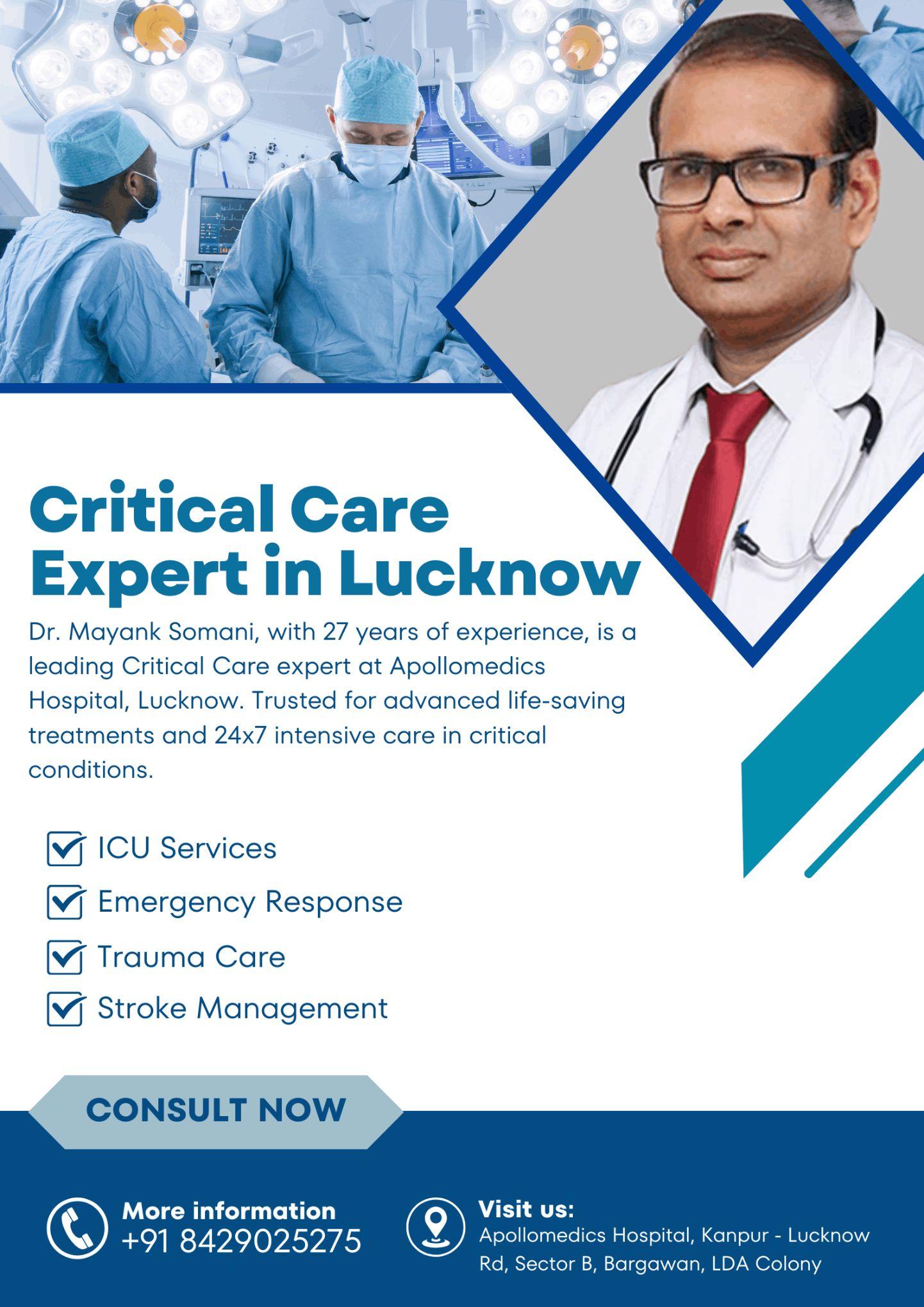 Dr. Mayank Somani | Leading Critical Care Expert in Lucknow for ICU Services