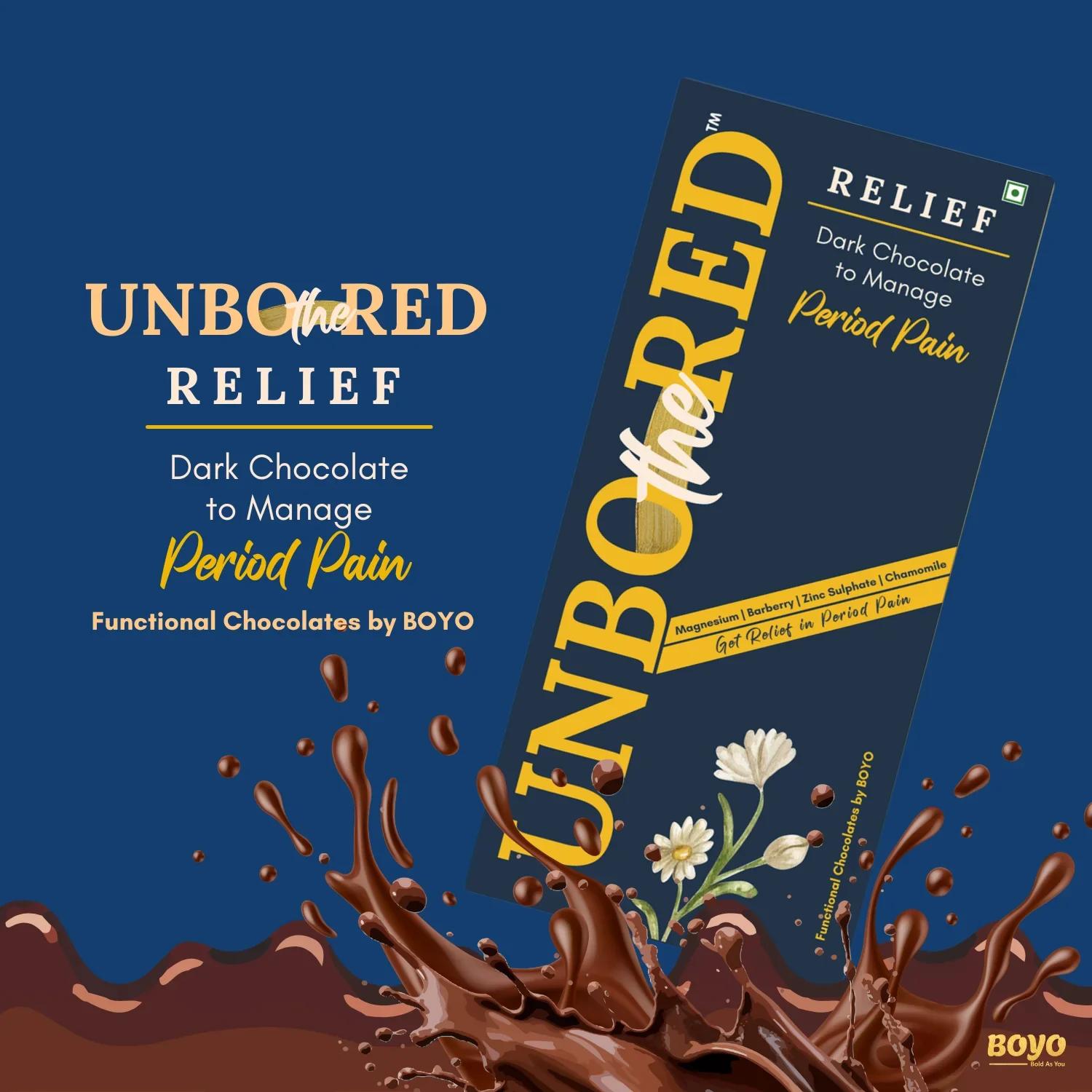 Natural Period Cramp Relief with Dark Chocolate By UNBOtheRED Chocolate