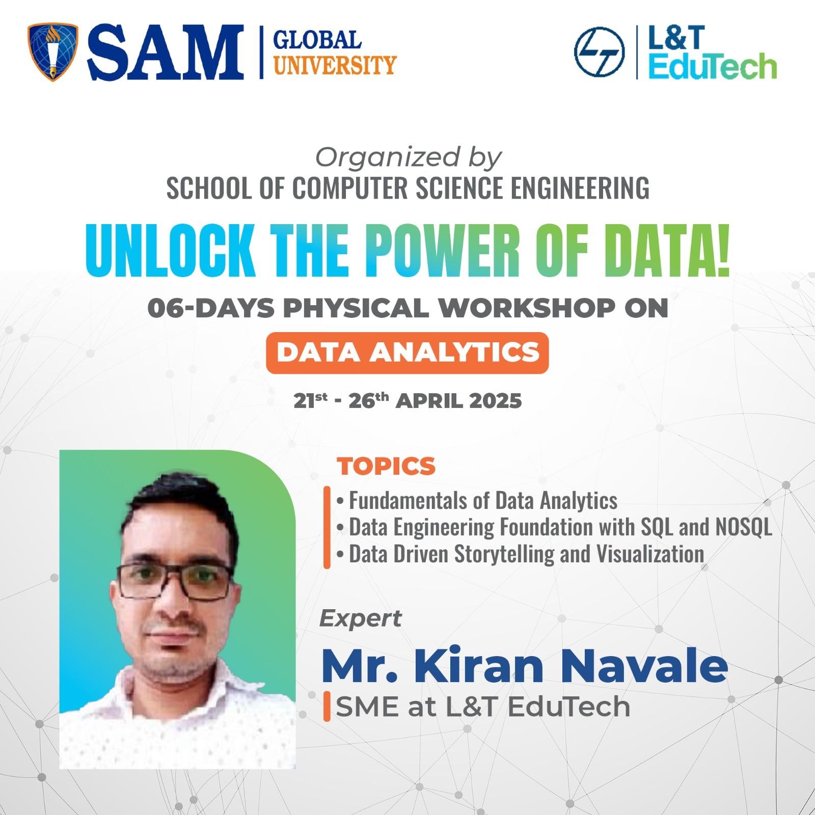 6-Day Hands-On Data Analytics Workshop by SAM Global University & L&T EduTech