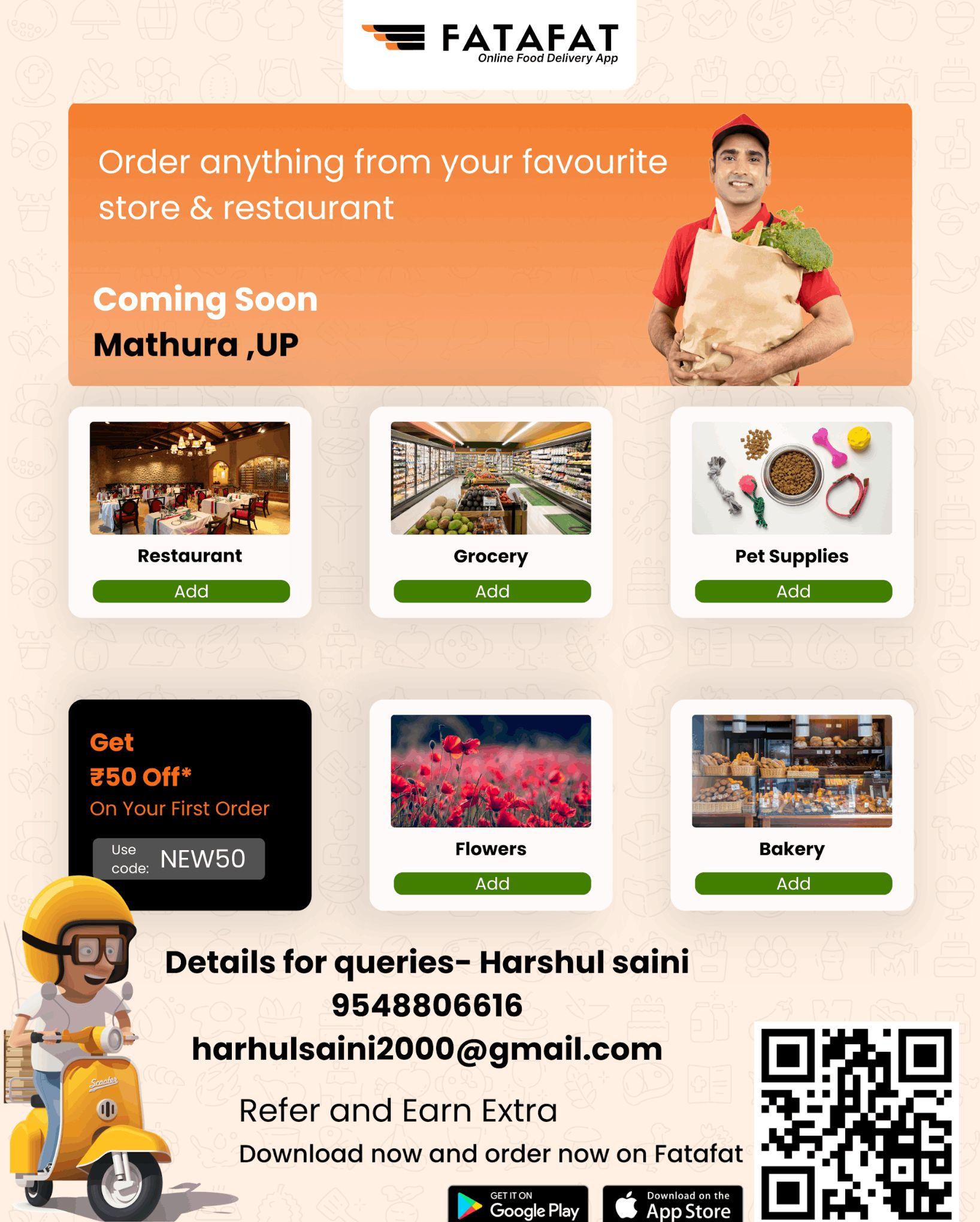 Fatafat online food delivery aap coming soon in mathura up 