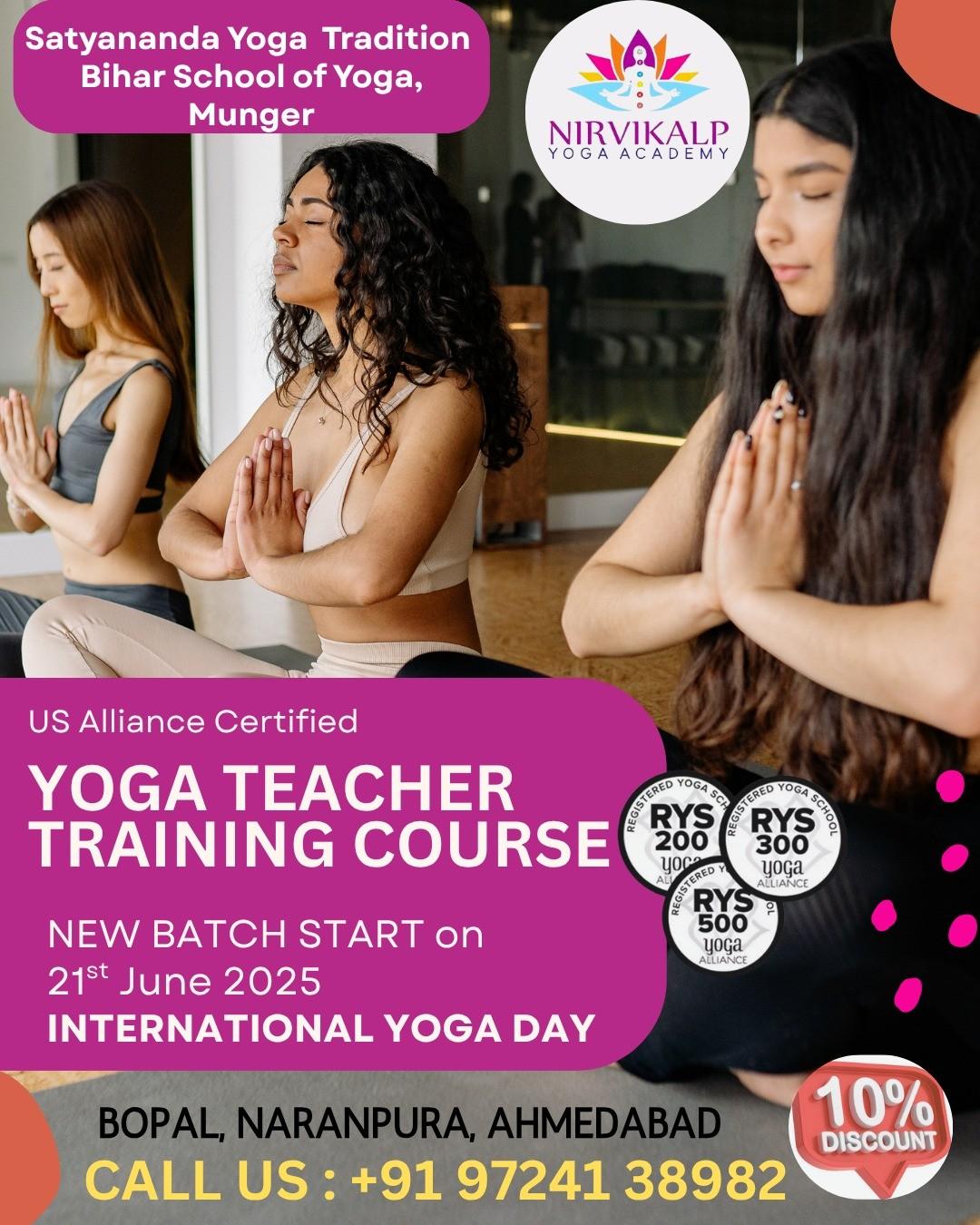 new batch yoga teacher training course started 21st june, international yoga day