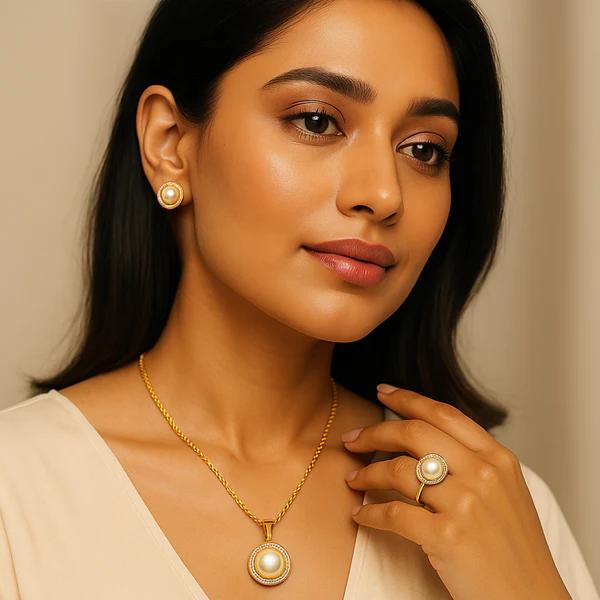 LP Jewel | Pearl Combo Sets | Pearl Necklace, Earrings & Ring Combo