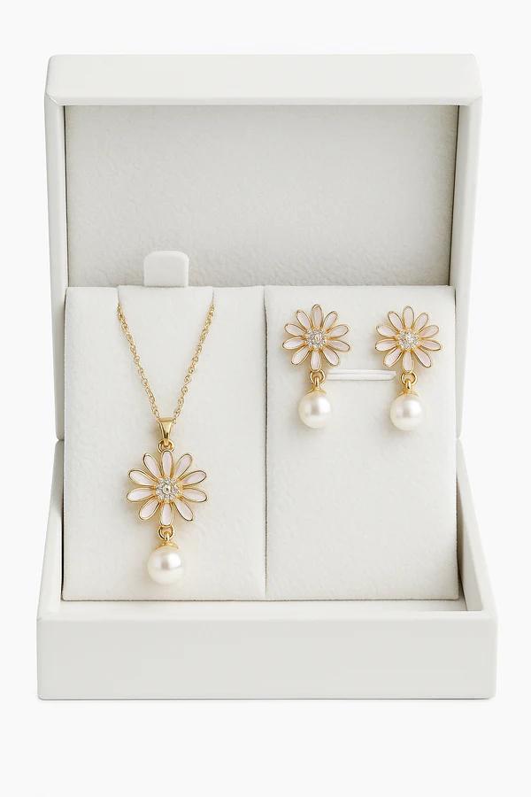 LP Jewel | Pearl Combo Sets |Pearl Flower Jewelry Set for Traditional 