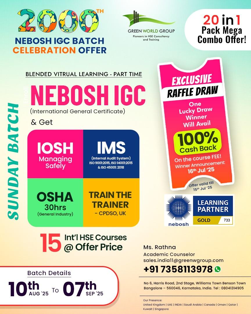  NEBOSH IGC  Course training in Bangalore