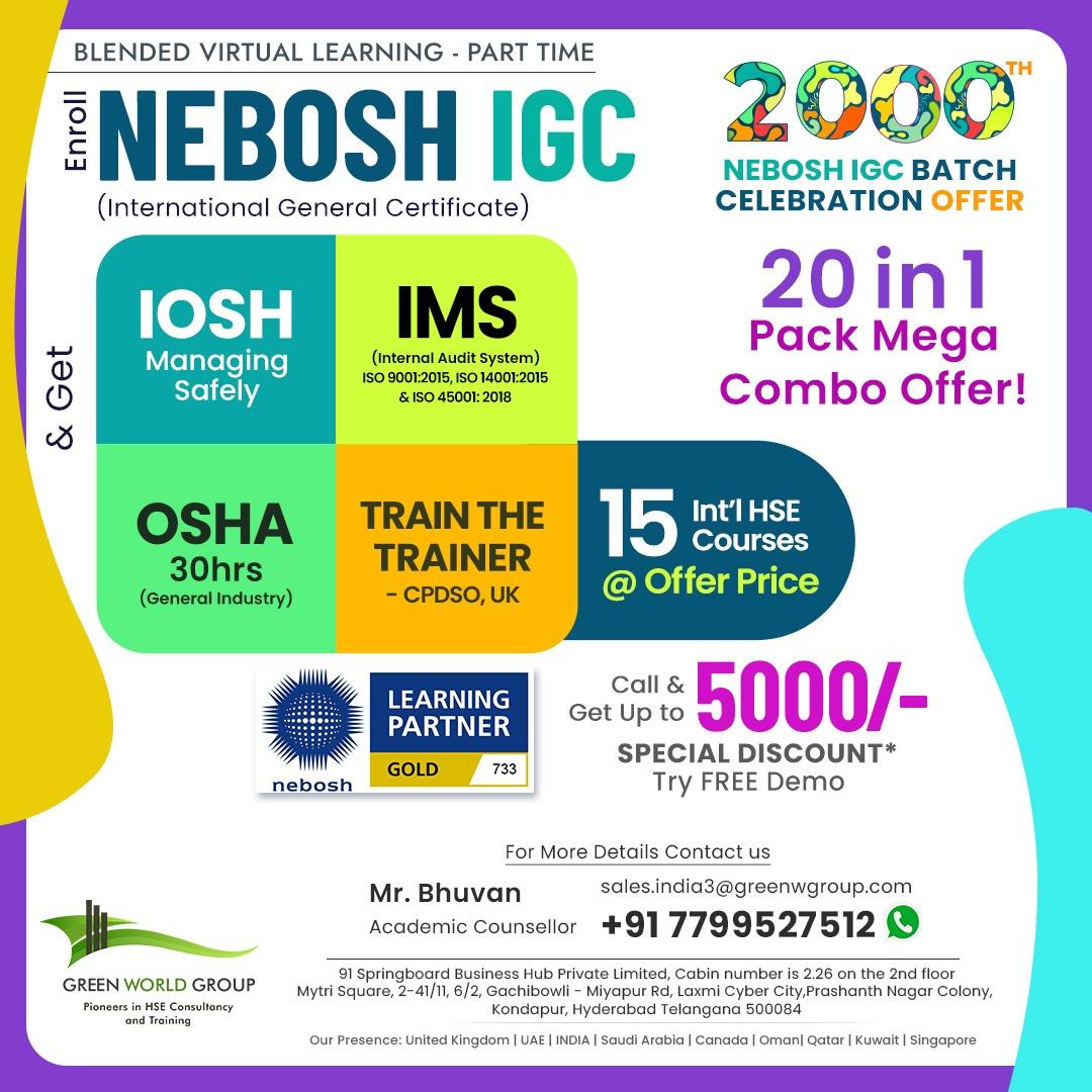 Enroll in NEBOSH IGC with Exclusive 20-in-1 Combo Offer in Telangana!
