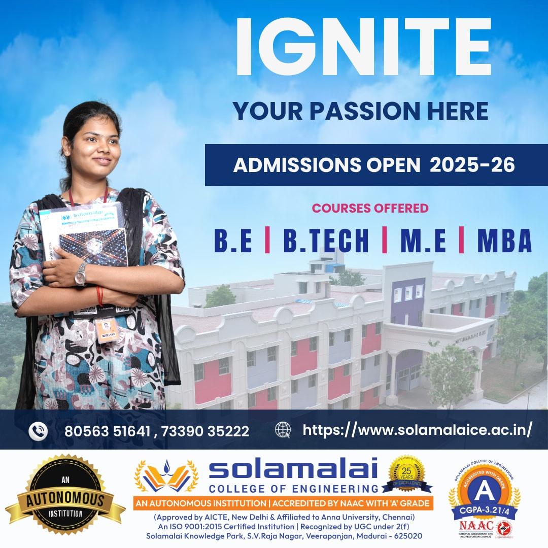 Join Solamalai College of Engineering, Admissions Open 2025