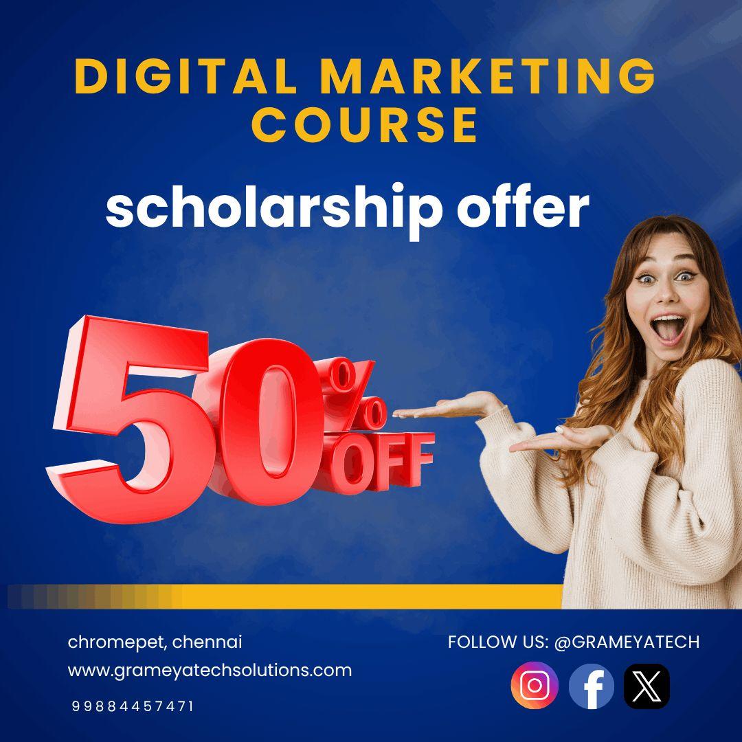 digital marketing course scholarship offer - grameya tech solutuions