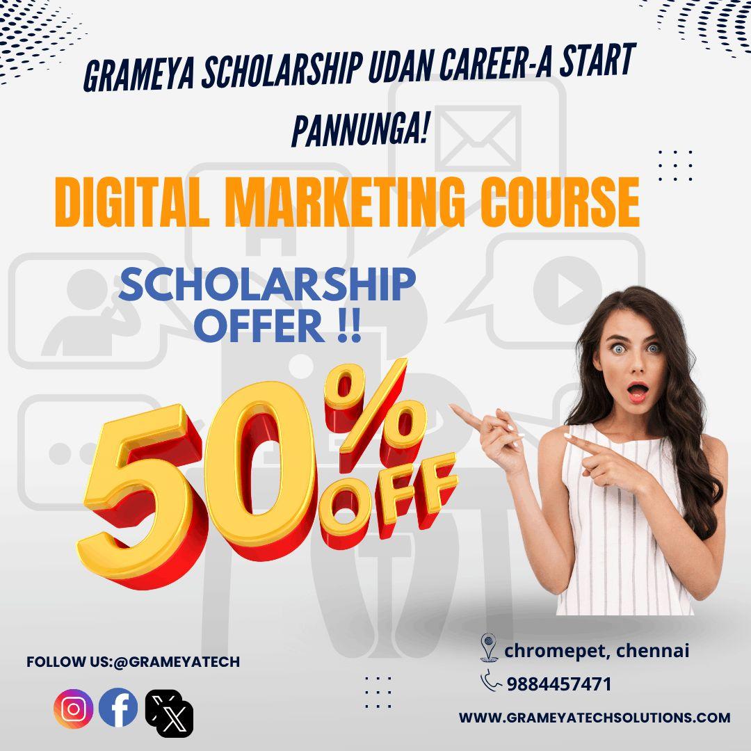 scholarship 10% to 50% on digital marketing - grameyatechsolutions