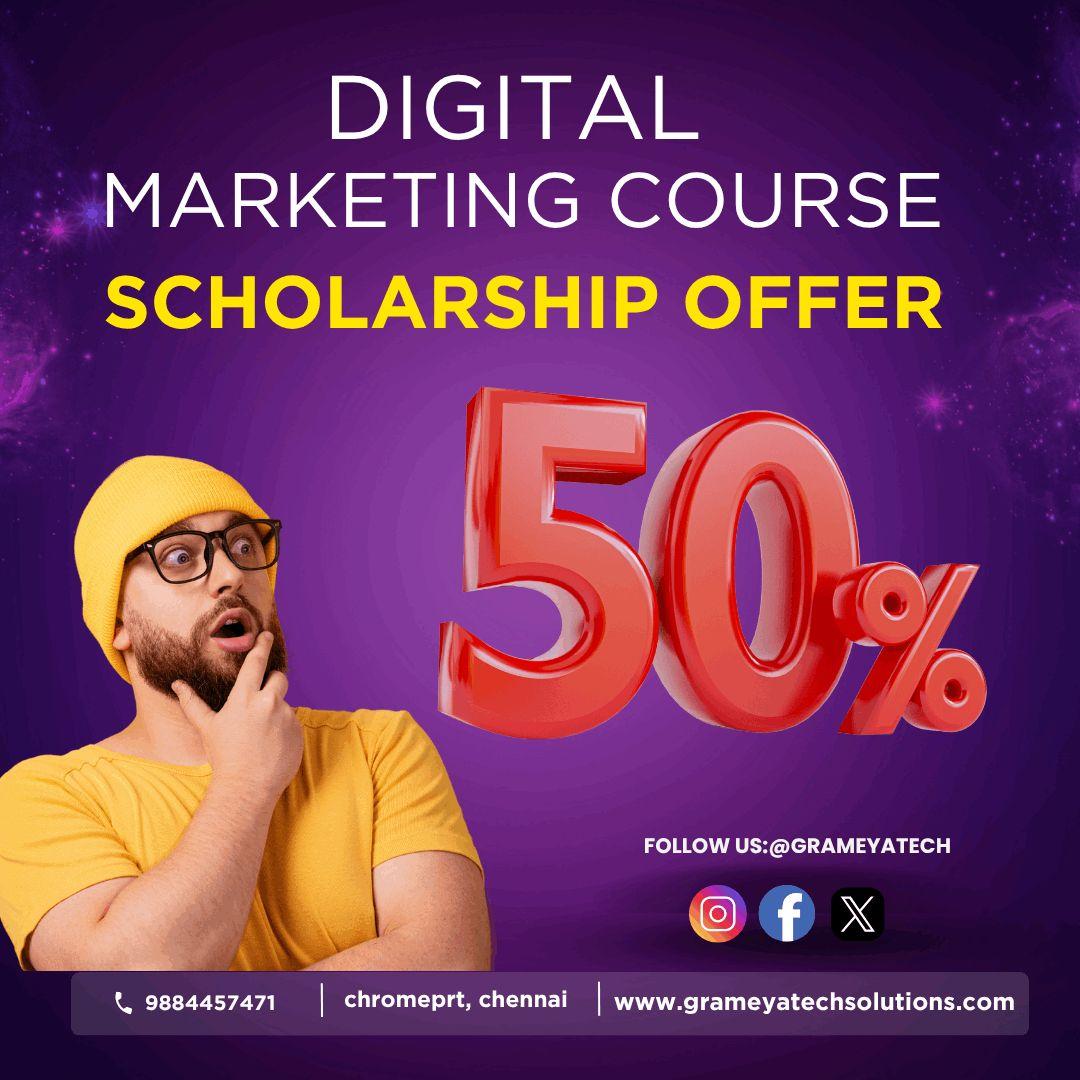 scholarship offer 50% on digital marketing - grameyatechsolutions