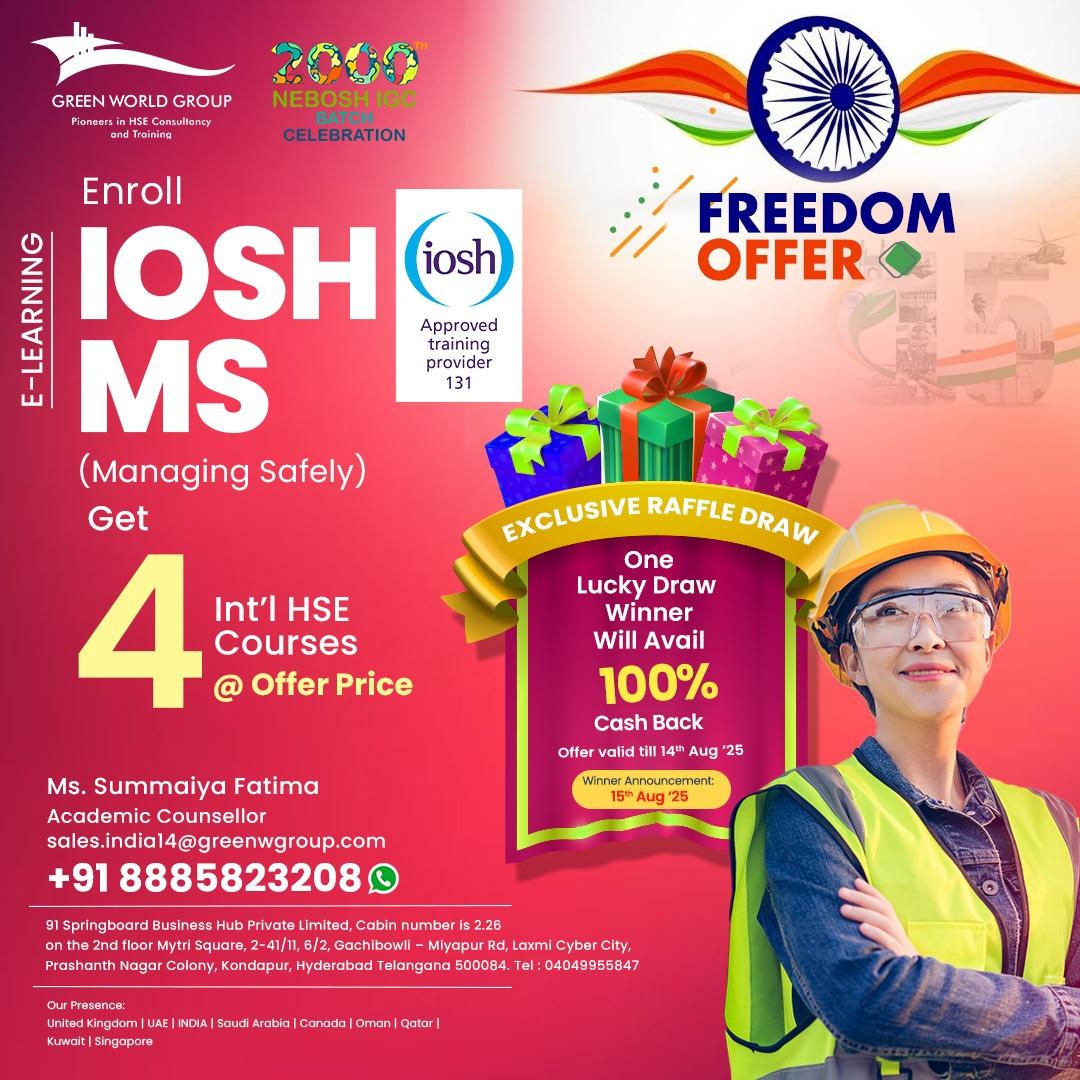 IOSH Managing Safely  training  Hyderabad 