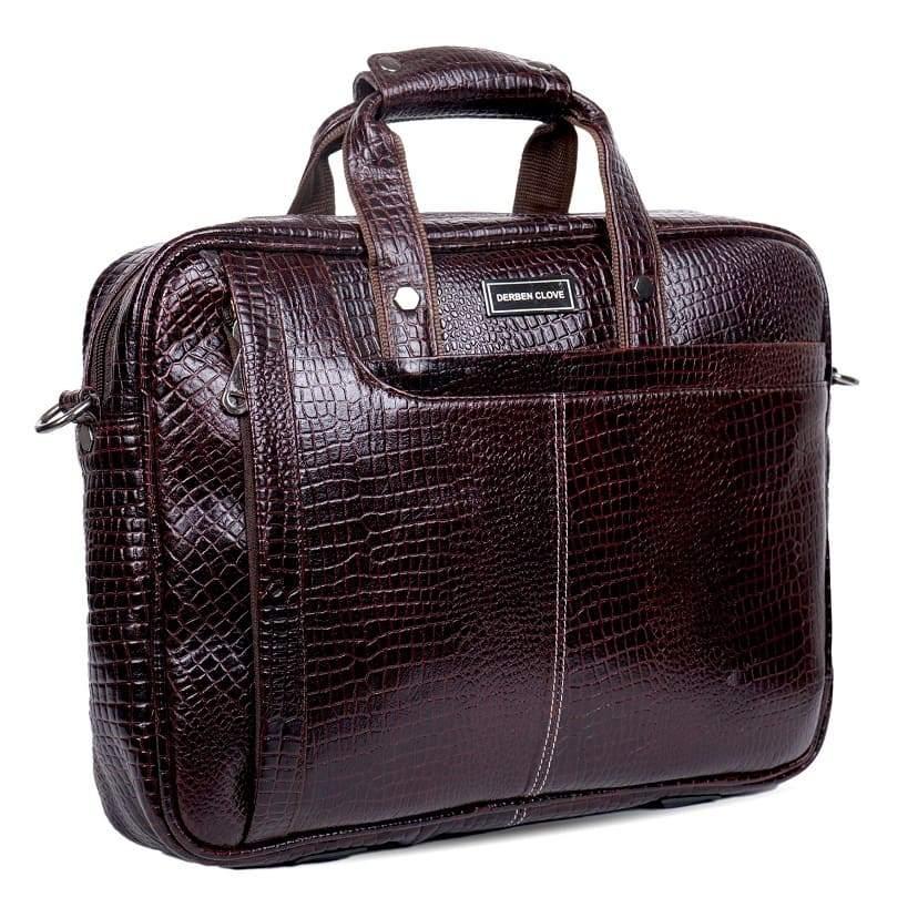 Dark Brown Leather Laptop Bag Derben Clove