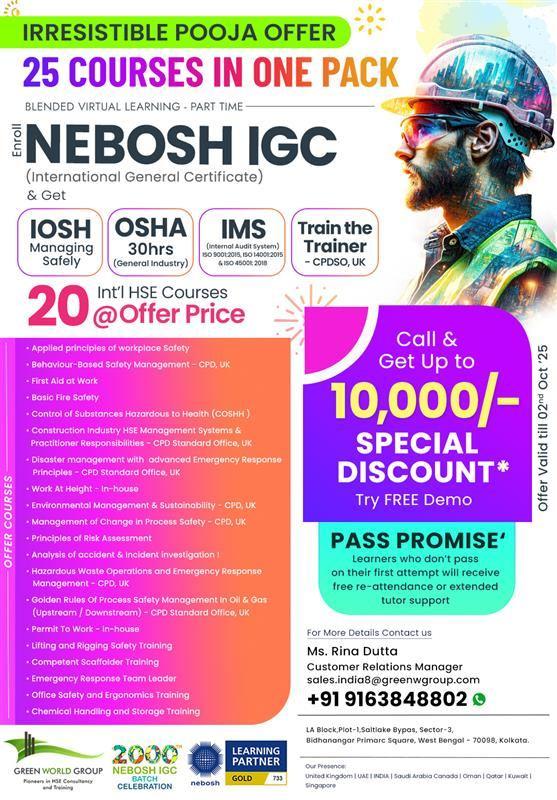 Irresistible Pooja Offer on NEBOSH IGC Course!