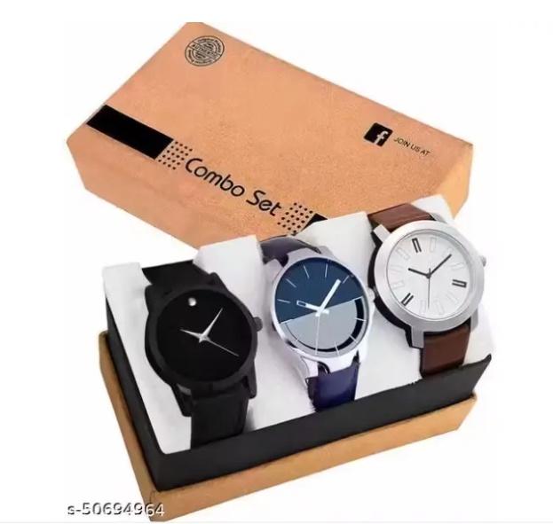 Men combo set of three stylish wrist watches