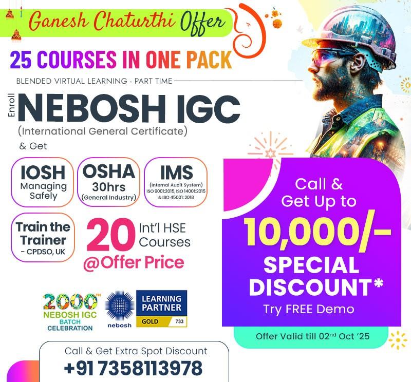 Ganesh Chaturthi Special Offer on NEBOSH IGC Training in Bangalore