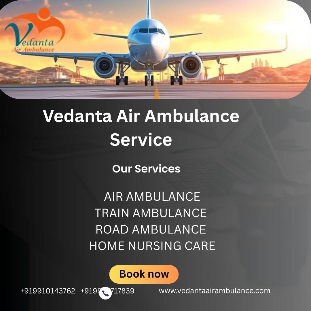 Vedanta Air Ambulance in Ahmedabad provides transfer facilitybooking price