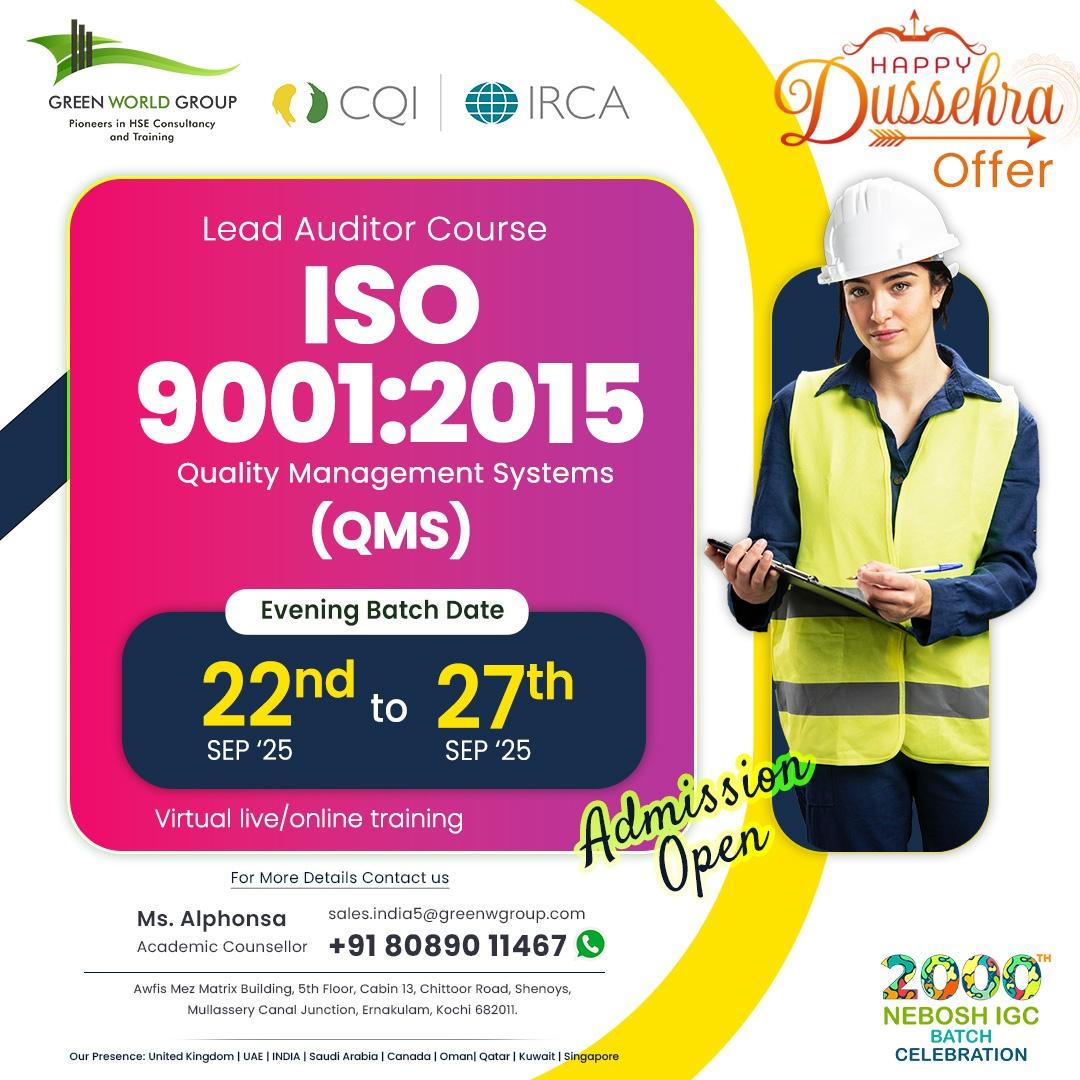 ISO 9001:2015 Lead Auditor Course in Kerala