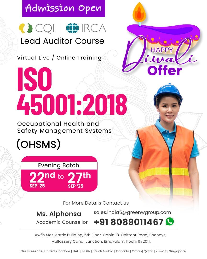  ISO 45001 Lead Auditor  Training in Thrissur