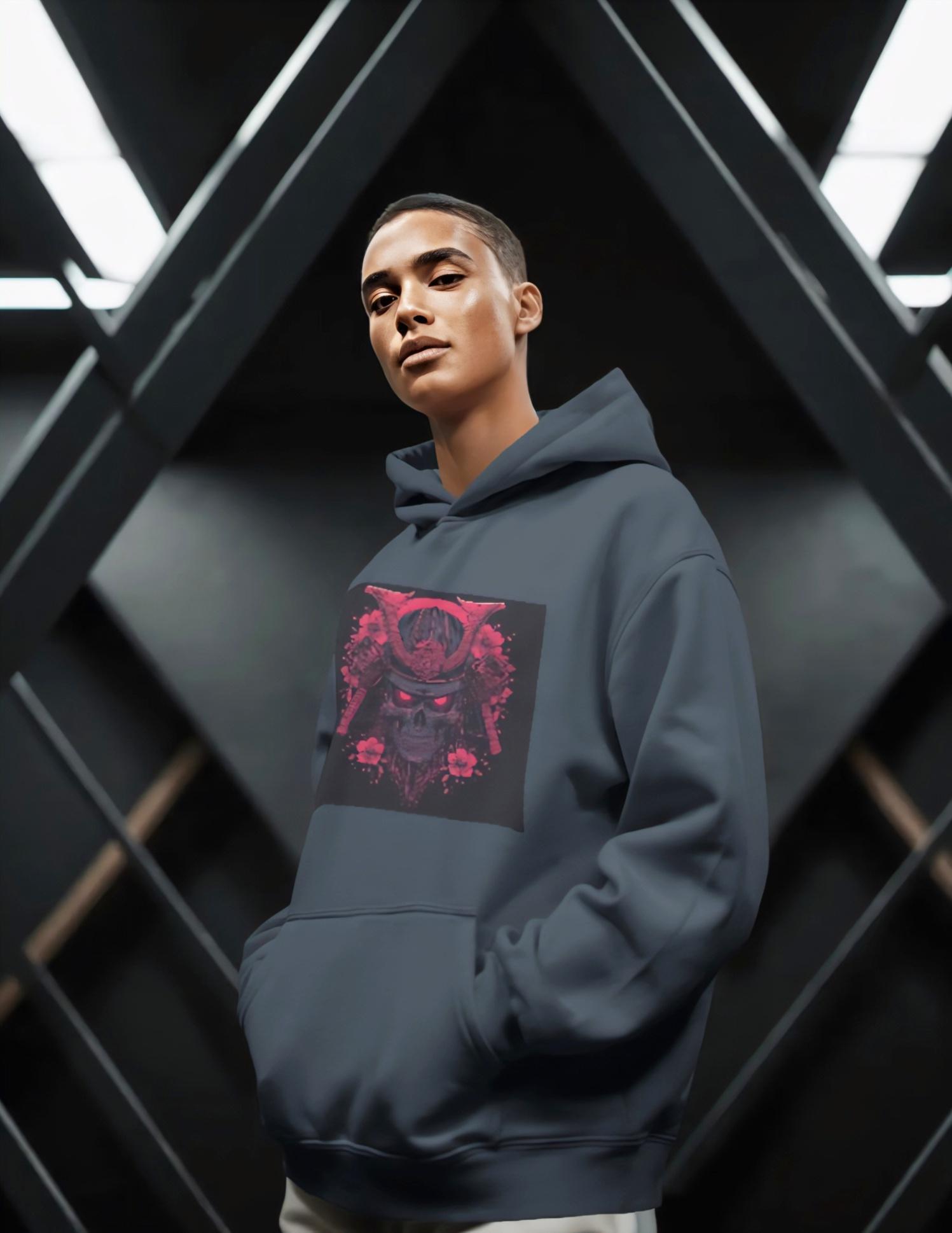Samurai Skull Warrior Hoodie - Dark Japanese Streetwear for Men & Women |
