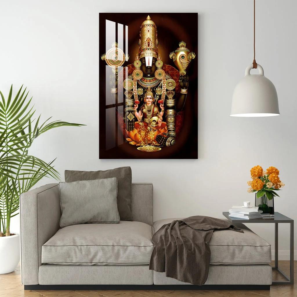 Buy Handcrafted Lord Venkateswara Acrylic Painting For Living Room & Pooja Space