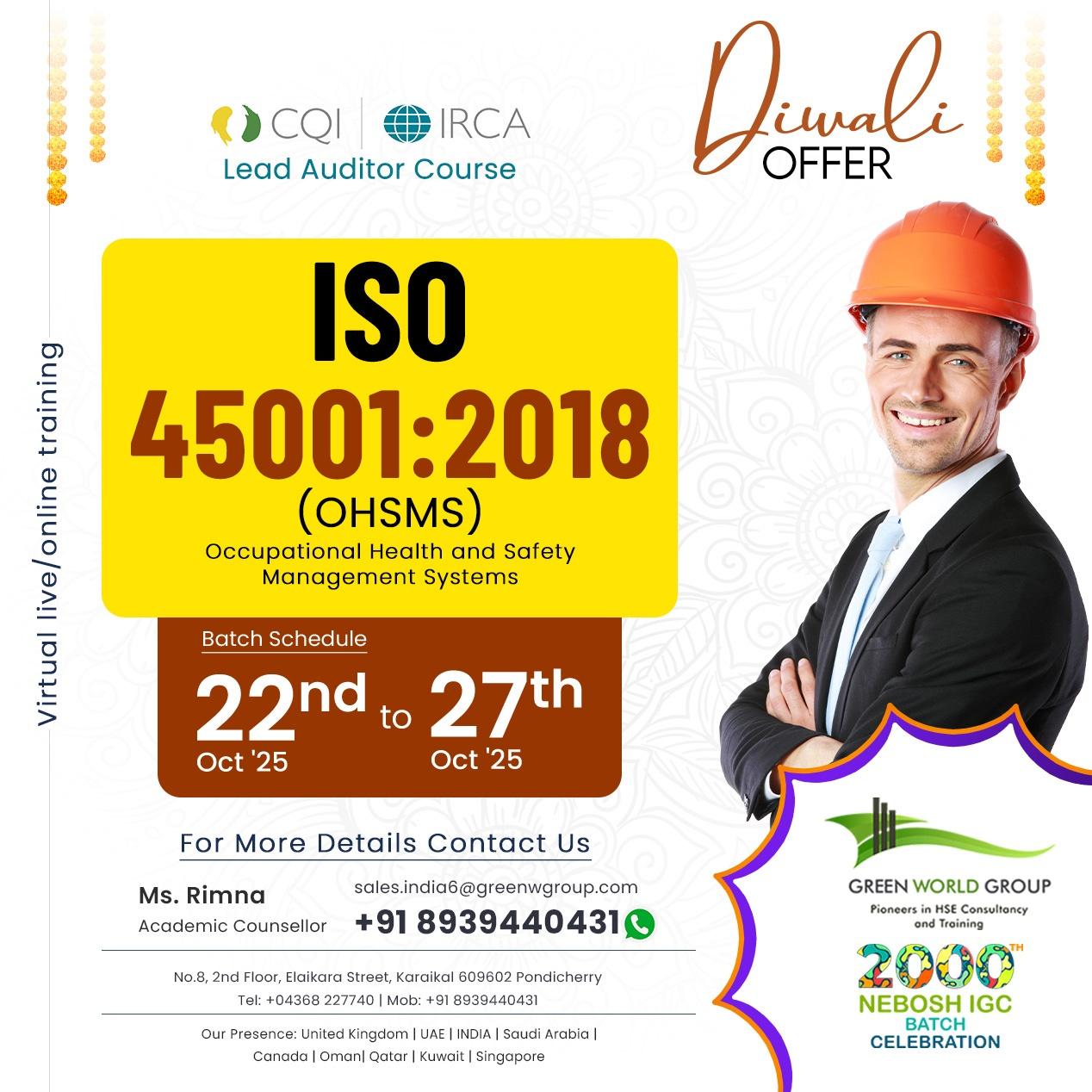 Advance Your Career with ISO 45001:2018 Lead Auditor Course in Tamil Nadu!