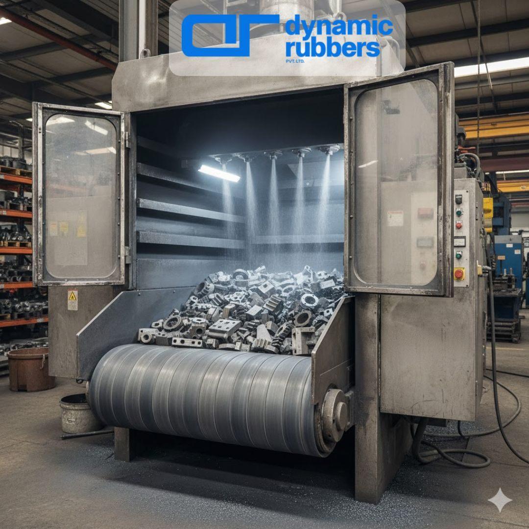 Tumble Belt Shot Blasting Machines Manufacturer | Dynamic Rubbers Pvt. Ltd.