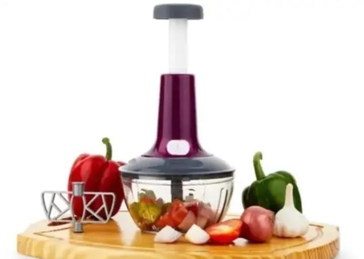 Manual Push Vegetable Chopper Hand Press For Onion, Garlic, Salad and More