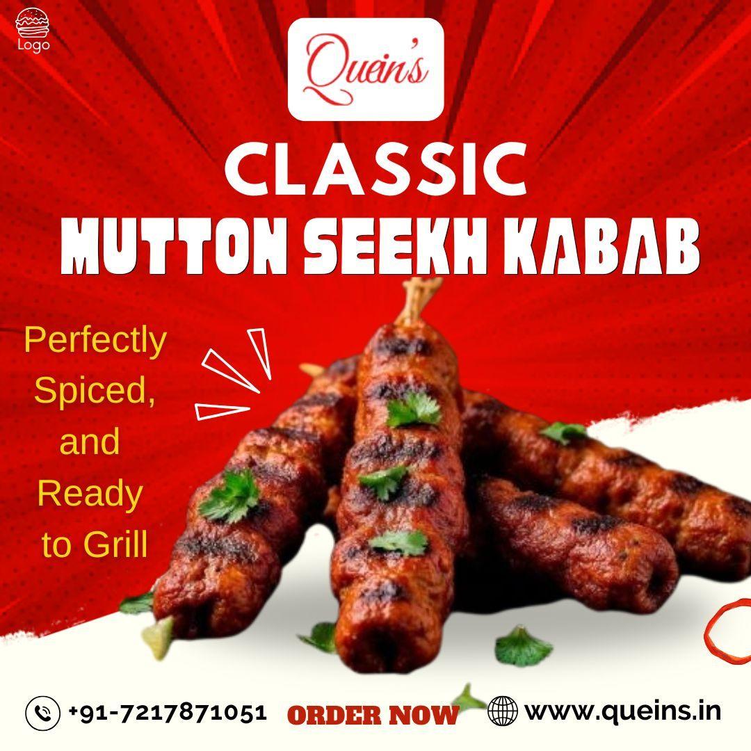 Buy Ready to Cook Mutton Seekh Kebab Online - Queins