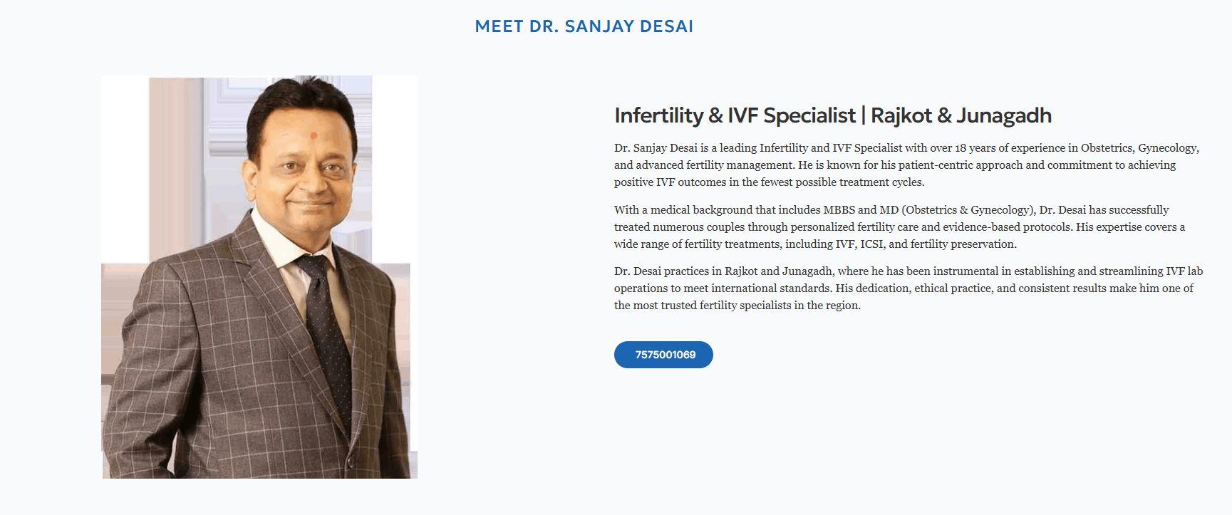 Dr. Sanjay Desai | IVF Doctor in Rajkot, Gujarat