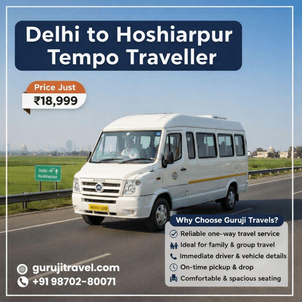  Delhi to Hoshiarpur Tempo Traveller Service