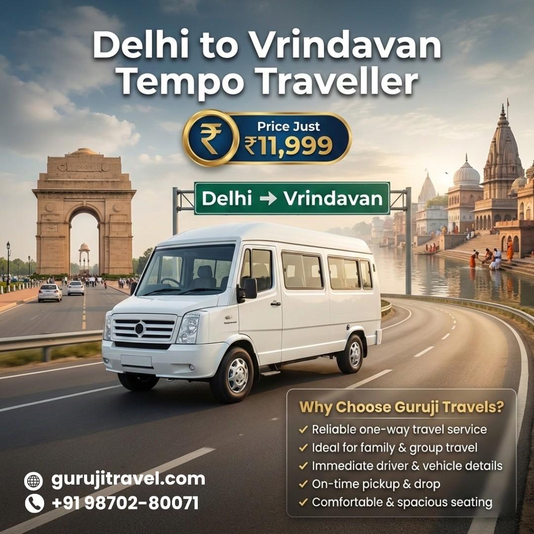 Delhi to Vrindavan Luxury Tempo Traveller 