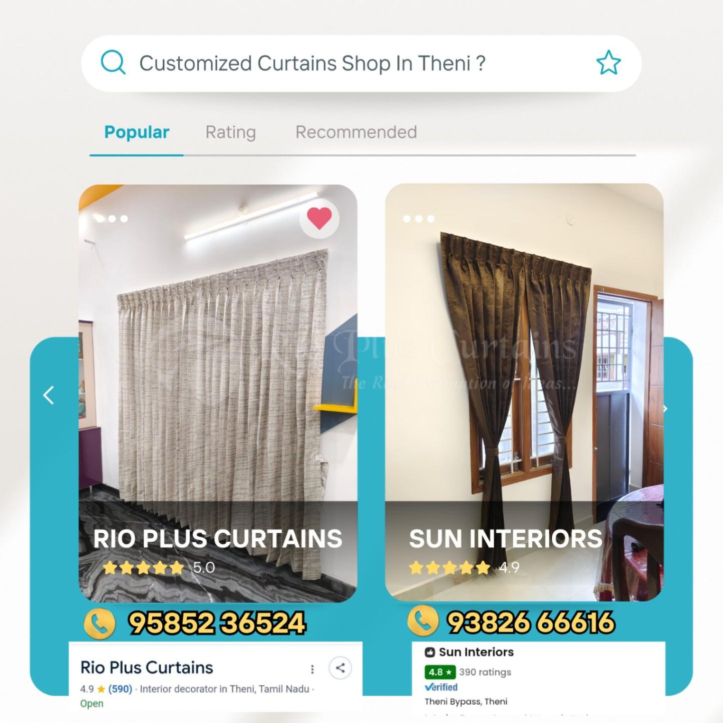 Customized Curtains In theni @ Rio plus CUrtains 9585236524