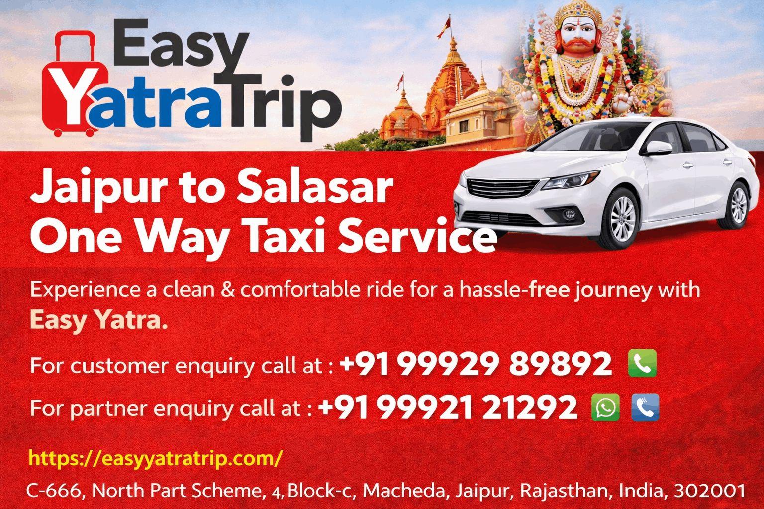  Jaipur to Salasar Taxi 