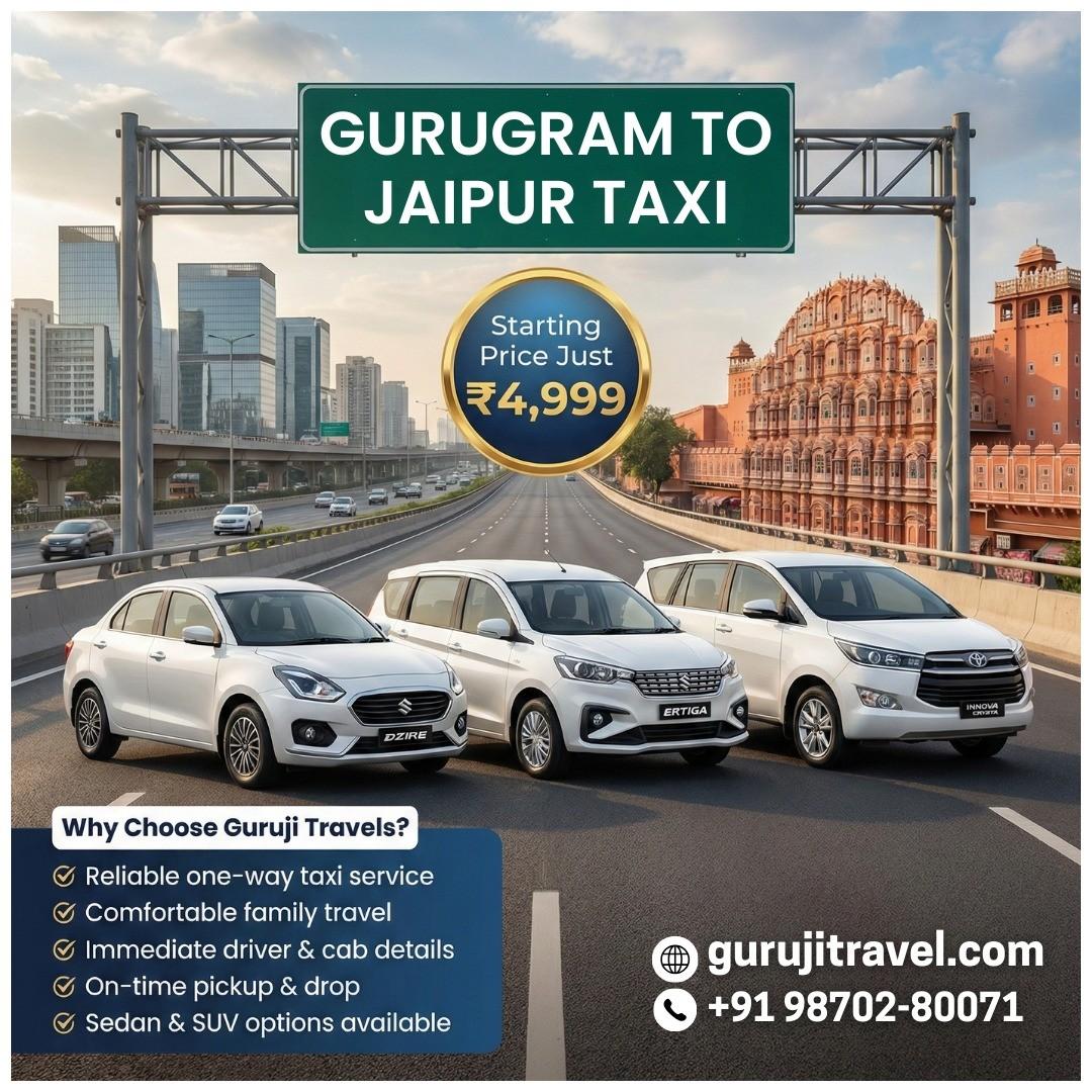 Gurugram to Jaipur Taxi | Book Affordable Cab Service Today