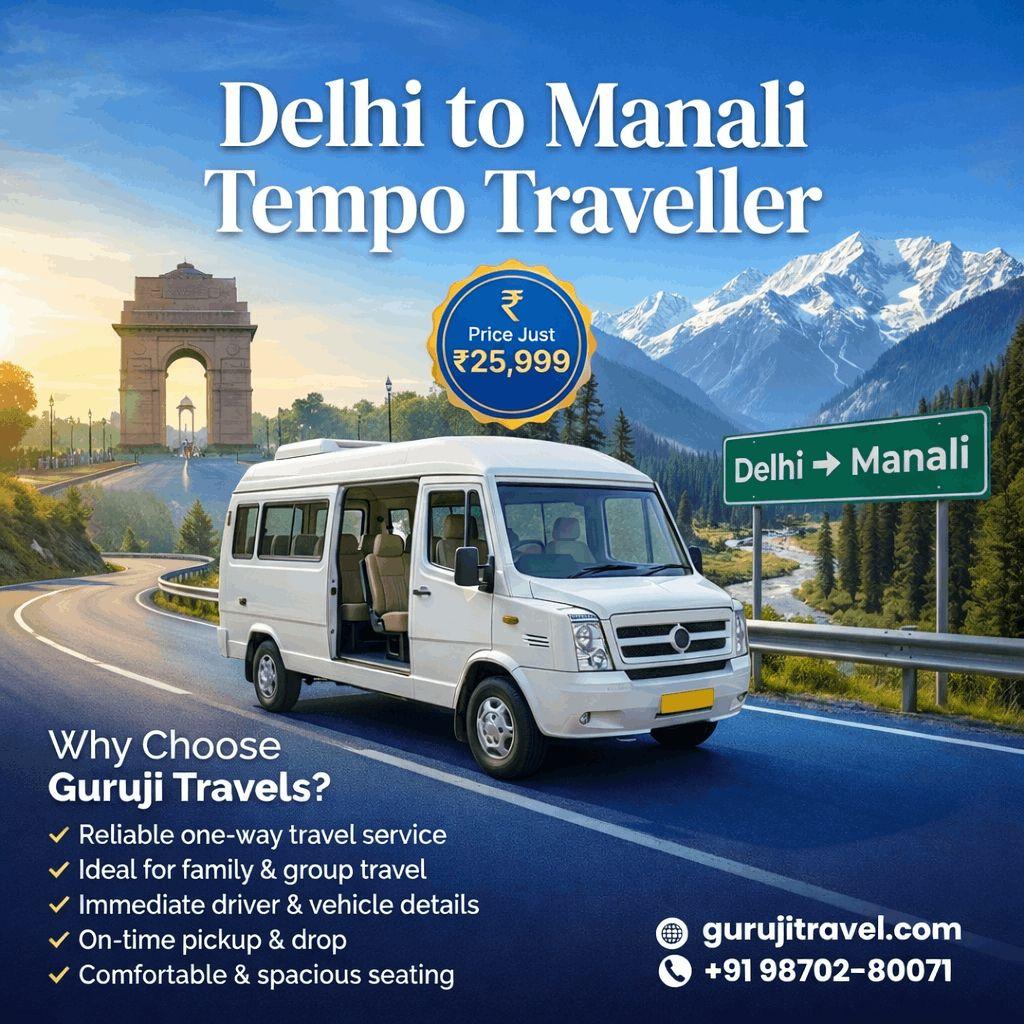 Delhi to Manali Tempo Traveller