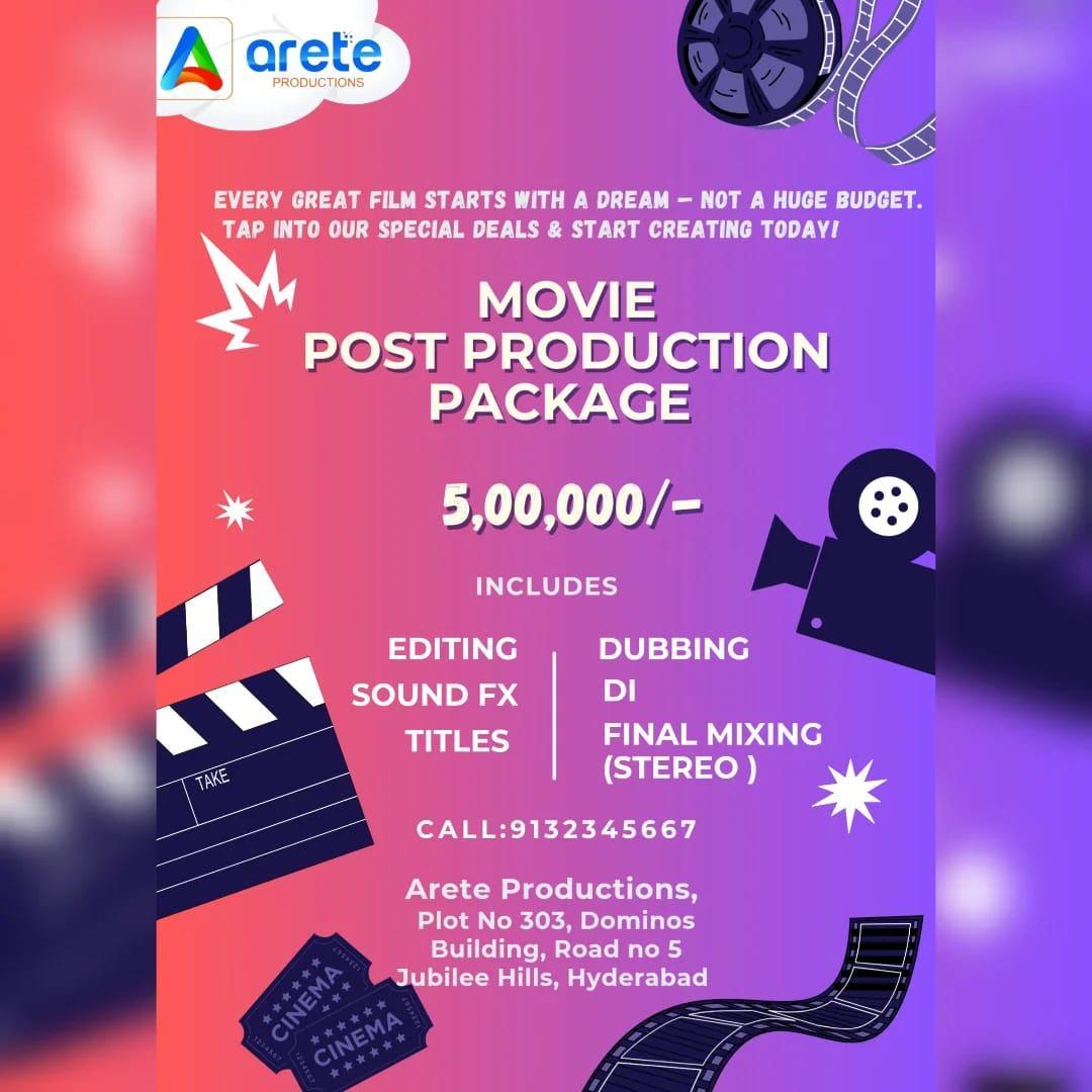 movie postproduction package ( editing,sound fx,di,dudding ) Hyderabad Telangana
