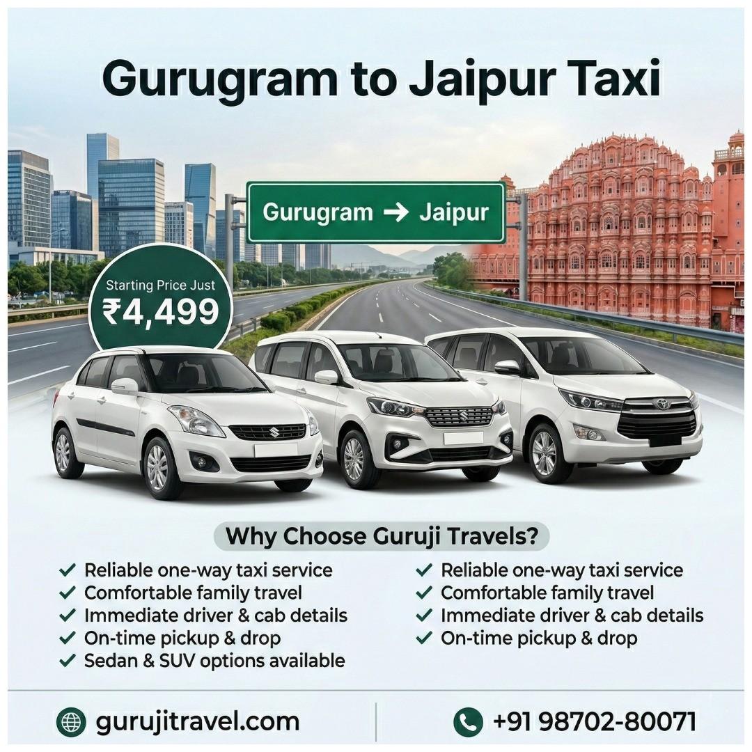 Gurugram to Jaipur comfortably with Guruji Travels Pvt. Ltd.