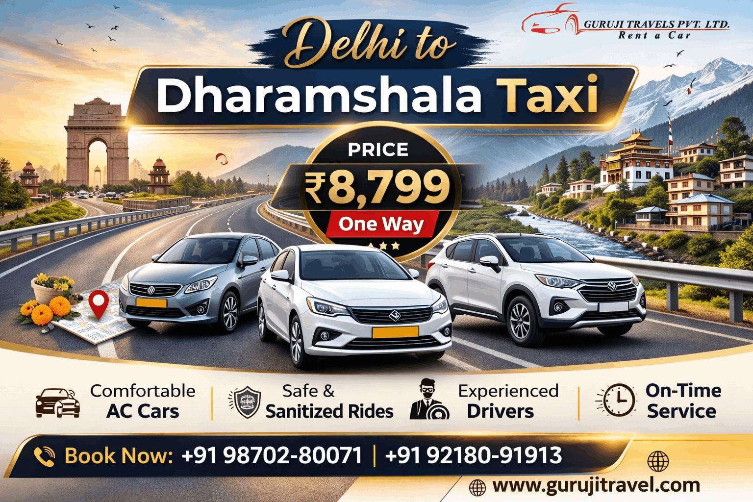  Delhi to Dharamshala Taxi