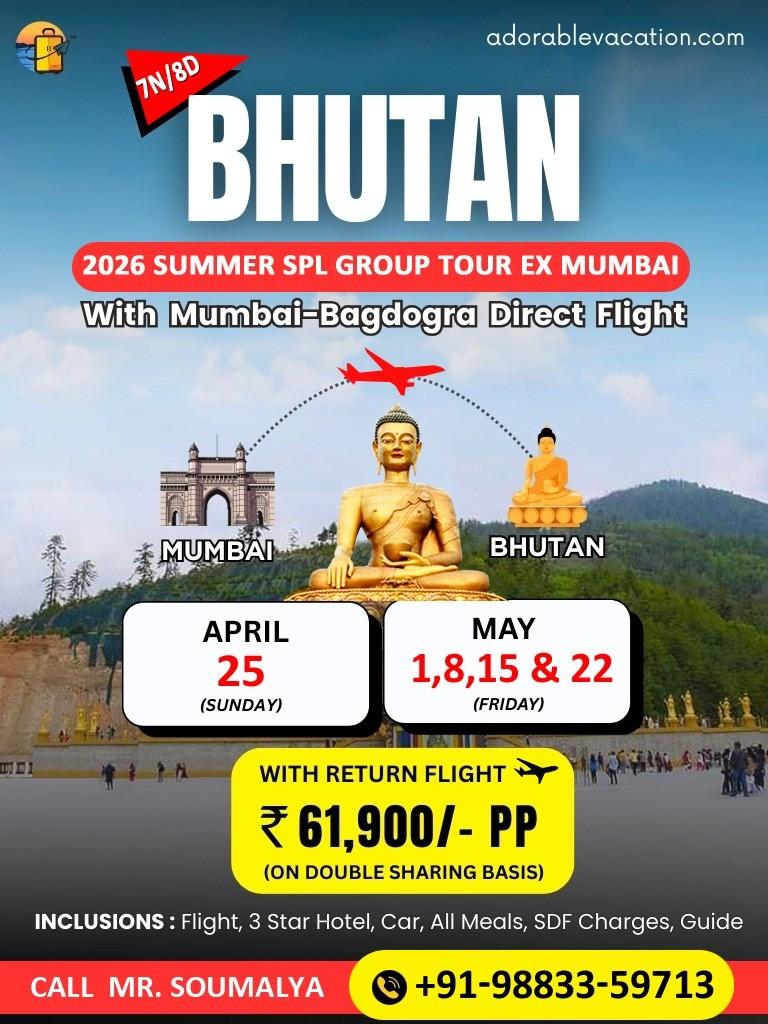 Mumbai to Bhutan tour packages