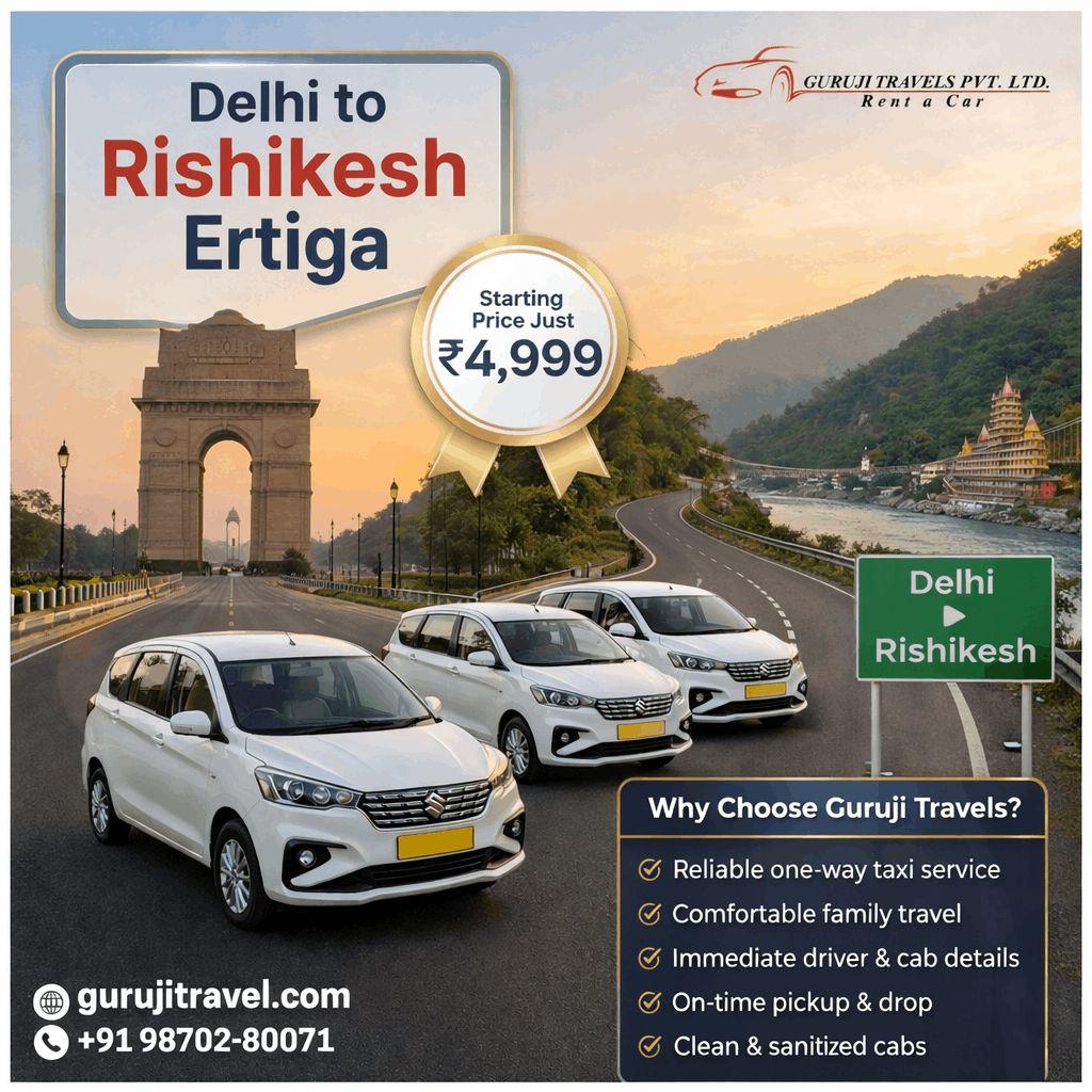 Delhi to Rishikesh Ertiga Cab Service at Best Price