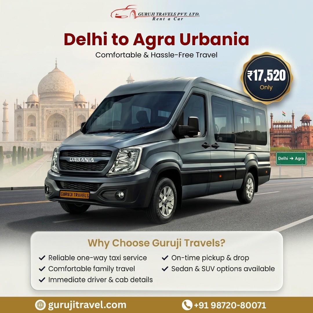 Delhi to Agra Urbania Luxury Travel by Guruji Travels