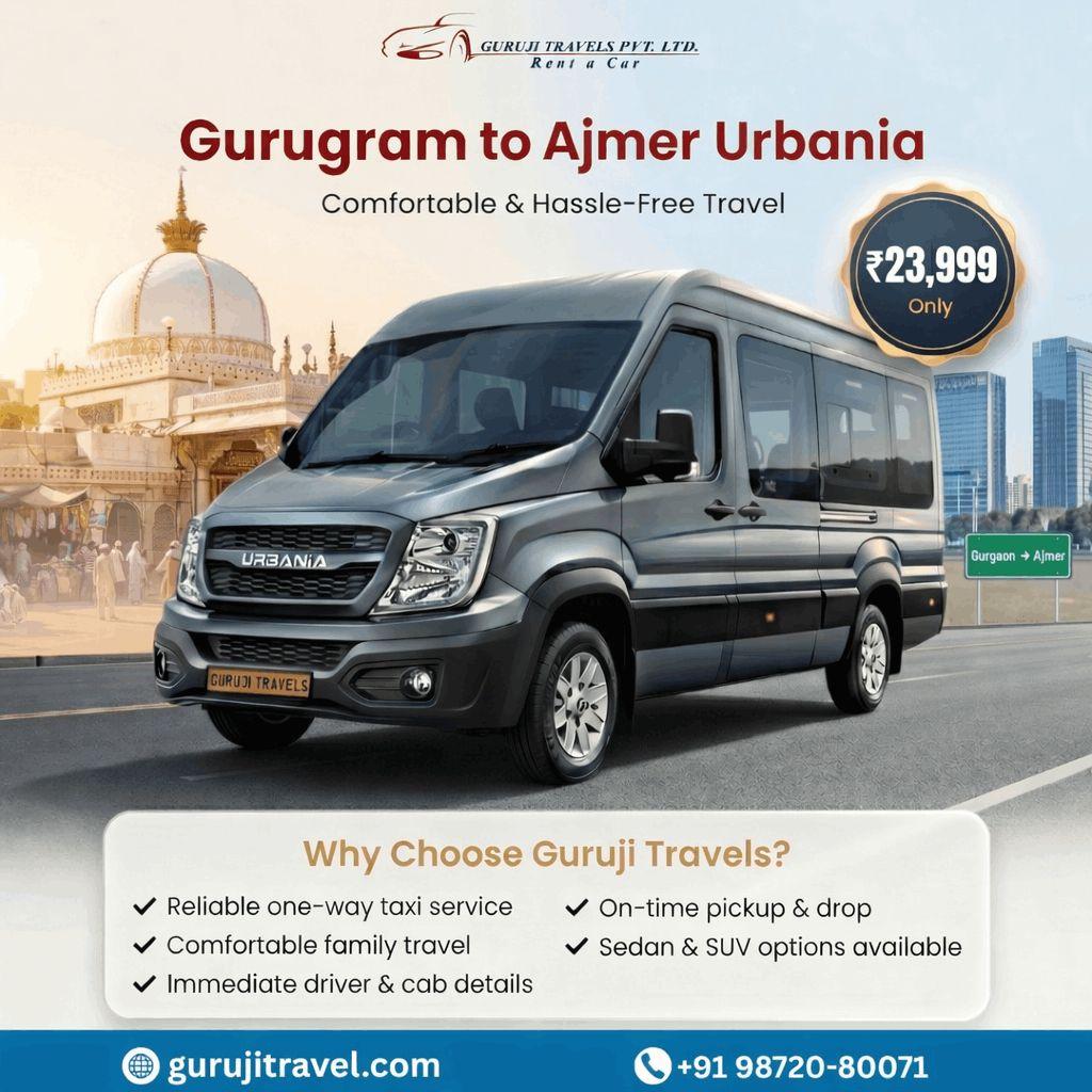Gurugram to Ajmer Luxury Urbania Rental 16 Seater Maharaja