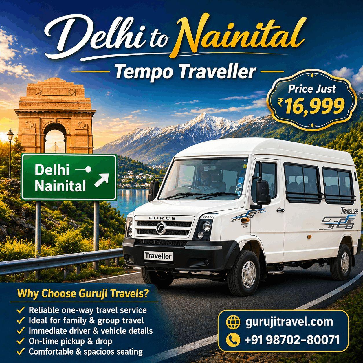  Delhi to Nainital Tempo Traveller