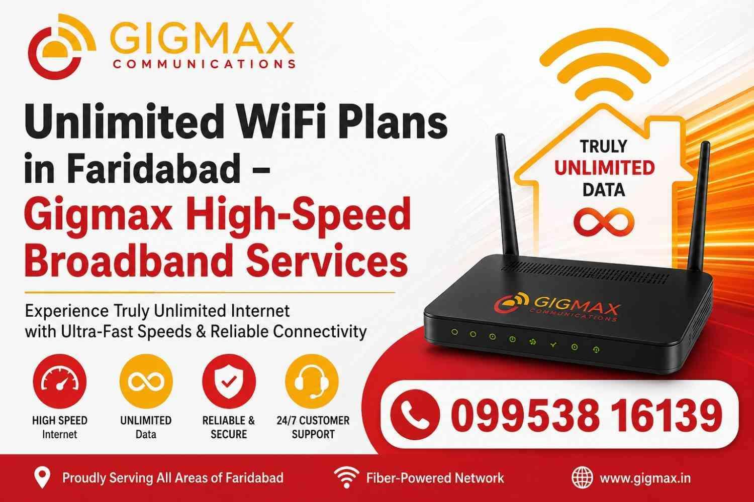 Unlimited WiFi Plans in Faridabad  Gigmax High-Speed