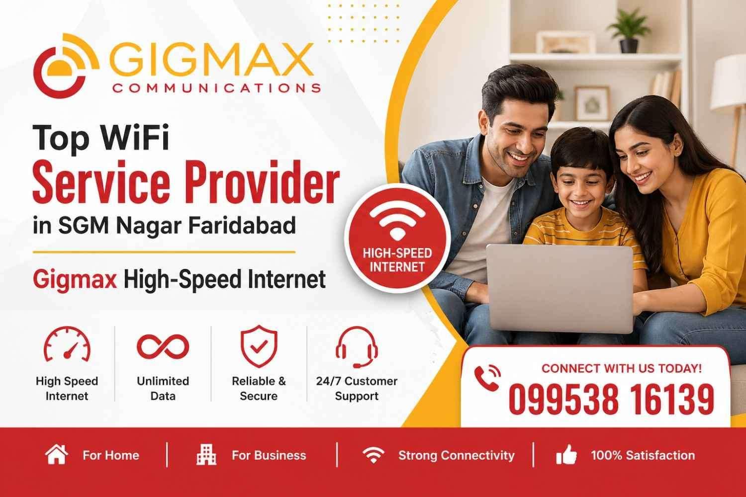 Top WiFi Service Provider in SGM Nagar Faridabad  Gigmax HighSpeed Internet