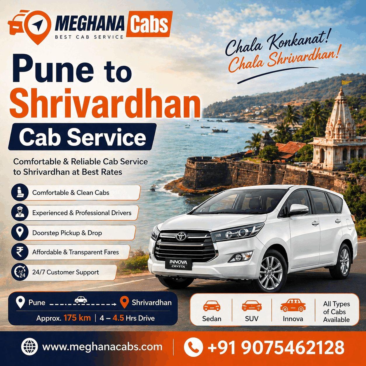 Meghana Cab : Pune to Shrivardhan Cab